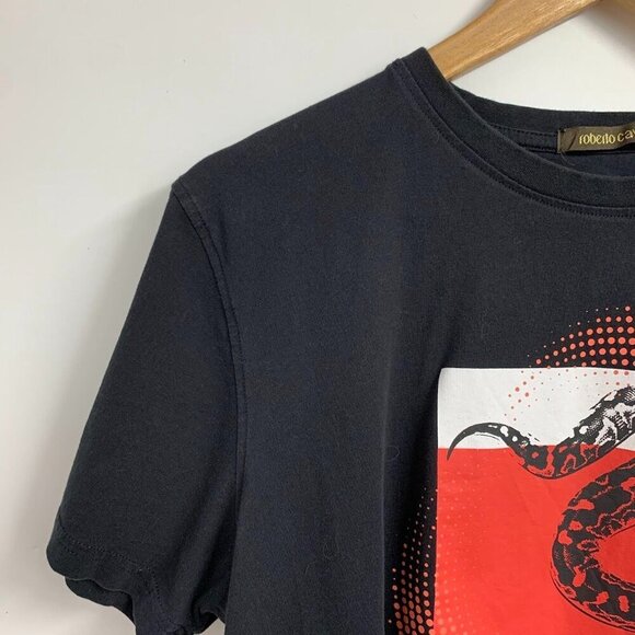 Roberto Cavalli Men's Snake Print Graphic Authentic Hologram T Shirt Size L - Picture 3 of 12